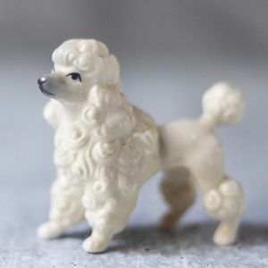 Vintage poodle ceramic figurine porcelain dog about 2 inches